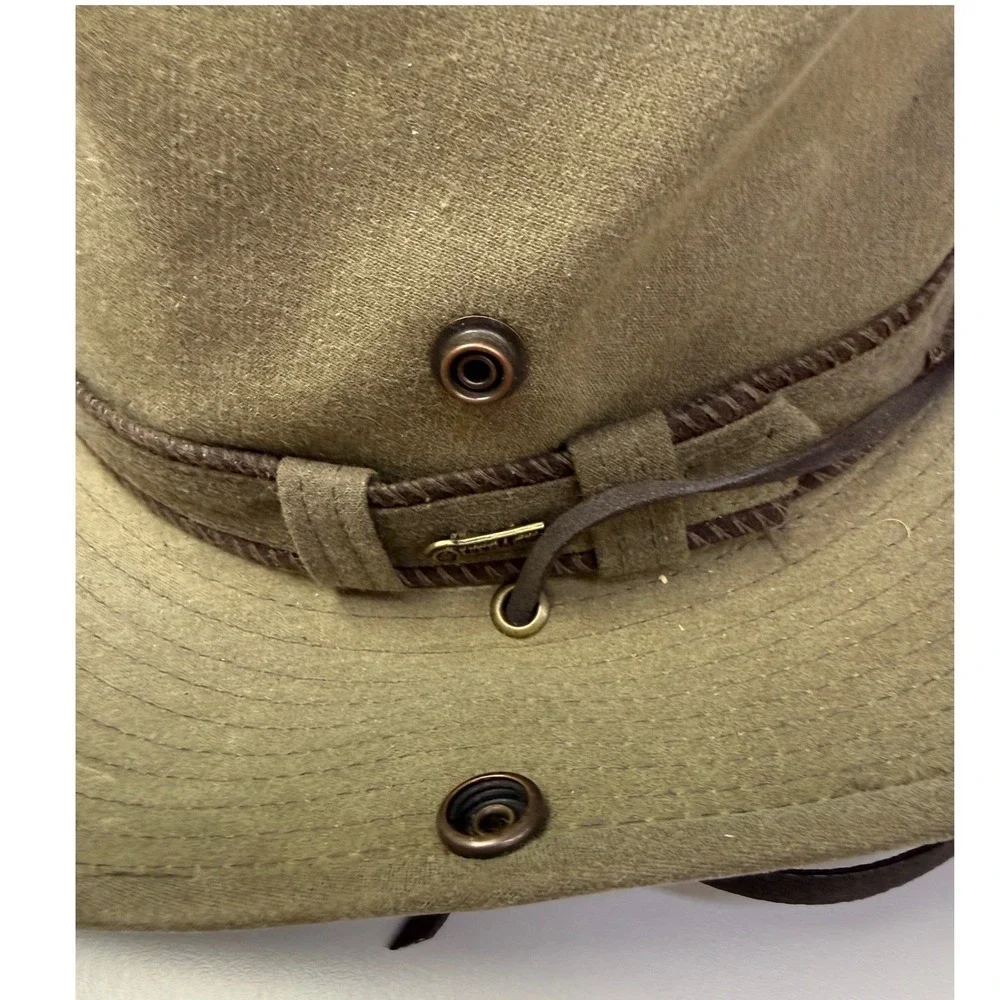 Outback‎ Trading Co Wallaby Oilskin Hat Olive Green Medium Made in USA 1480